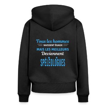 tous les hommes naissent égaux Spéléologues - Sweat à capuche zippé Premium bio Femme - noir - Dos - Julia (174cm)
