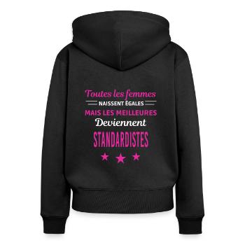 femmes naissent les meilleurs standardistes - Sweat à capuche zippé Premium bio Femme - noir - Dos - Julia (174cm)