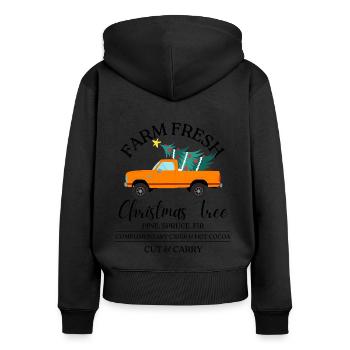 Arbre de Noël frais de la ferme - Sweat à capuche zippé Premium bio Femme - noir - Dos - Julia (174cm)