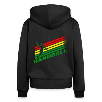 Handball Handballfan Sprungwurf Handballer - Frauen Premium Bio Zip Hoodie - Schwarz - Hinten - Julia (174cm)