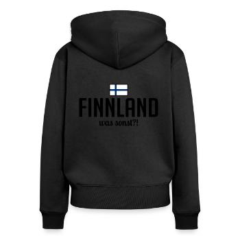 Finlande quoi d’autre dire vacances en Scandinavie - Sweat à capuche zippé Premium bio Femme - noir - Dos - Julia (174cm)