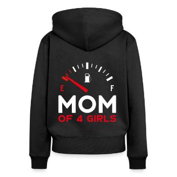 MAMAN DE 4 FILLES FÊTE DES MÈRES - Sweat à capuche zippé Premium bio Femme - noir - Dos - Julia (174cm)