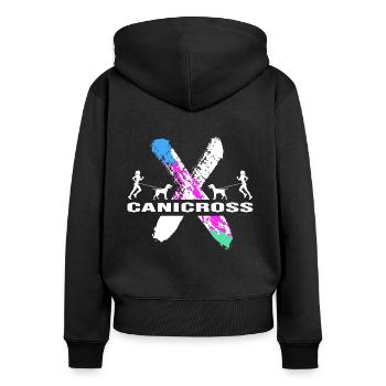 canicross dog sport dog training running with dog - Women's Premium Organic Zip Hoodie - black - Back - Julia (174cm)