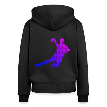 Handball Handballer Herren Handballspielen - Frauen Premium Bio Zip Hoodie - Schwarz - Hinten - Julia (174cm)