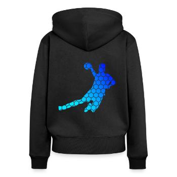 Joueurs de handball Handball Handball Handball Hommes - Sweat à capuche zippé Premium bio Femme - noir - Dos - Julia (174cm)