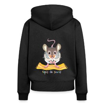 tapis de souris - Sweat à capuche zippé Premium bio Femme - noir - Dos - Julia (174cm)