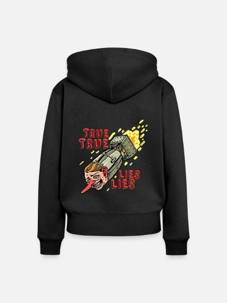 WAHRE LÜGEN - Frauen Premium Bio Zip Hoodie - Schwarz