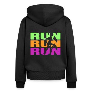 RUN Runner Running Marathon Running Shoes RunningGirl - Women's Premium Organic Zip Hoodie - black - Back - Julia (174cm)