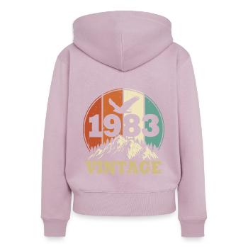 Jahrgang 1983 - Frauen Premium Bio Zip Hoodie - Altrosa - Hinten - Julia (174cm)