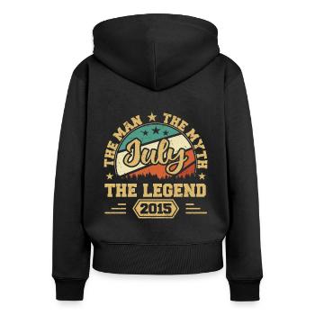 July 2015 The Man, The Myte, The legend, Juli 2015 - Frauen Premium Bio Zip Hoodie - Schwarz - Hinten - Julia (174cm)