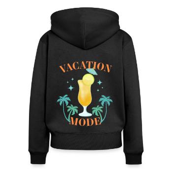 Sommer Urlaub - Frauen Premium Bio Zip Hoodie - Schwarz - Hinten - Julia (174cm)