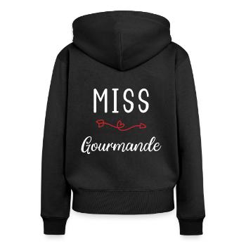 Miss Gourmande - Sweat à capuche zippé Premium bio Femme - noir - Dos - Julia (174cm)