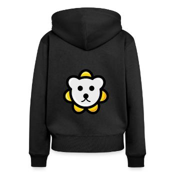 Ours - tête d’ours comme fleur - Sweat à capuche zippé Premium bio Femme - noir - Dos - Julia (174cm)