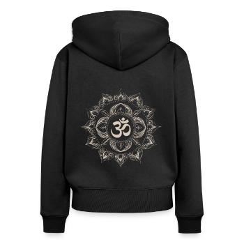 Cosmic Resonance: The Sacred Om - Women's Premium Organic Zip Hoodie - black - Back - Julia (174cm)