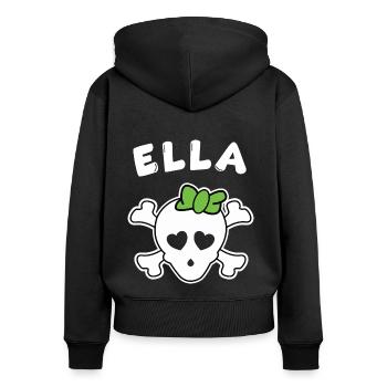 Piratin Ella Design für Mädchen und Frauen - Frauen Premium Bio Zip Hoodie - Schwarz - Hinten - Julia (174cm)