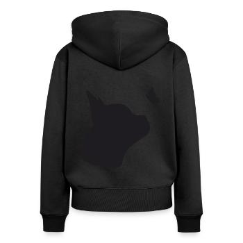 Französische Bulldogge mit Schmetterling - Frauen Premium Bio Zip Hoodie - Schwarz - Hinten - Julia (174cm)
