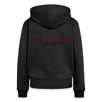 Weißwein Rotwein JGA Vino Wein - Holla die Weinfee - Frauen Premium Bio Zip Hoodie - Schwarz - Hinten - Julia (174cm)