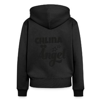 Clina Ängel Schweizerdeutsch Baby Schweiz Gotti - Frauen Premium Bio Zip Hoodie - Schwarz - Hinten - Julia (174cm)