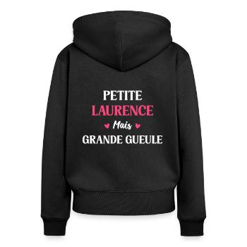 Petite Laurence mais grande gueule - Sweat à capuche zippé Premium bio Femme - noir - Dos - Julia (174cm)