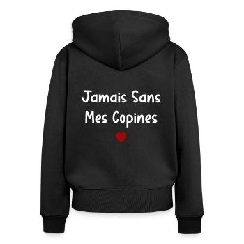 Jamais sans mes copines - Sweat à capuche zippé Premium bio Femme - noir - Dos - Julia (174cm)