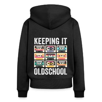 80er 90er Jahre Kassette Mixtape Retro Lustig - Frauen Premium Bio Zip Hoodie - Schwarz - Hinten - Julia (174cm)