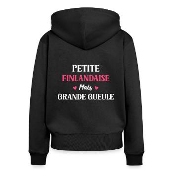 Petite Finlandaise mais grande gueule - Sweat à capuche zippé Premium bio Femme - noir - Dos - Julia (174cm)