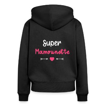 Super Mamounette - Sweat à capuche zippé Premium bio Femme - noir - Dos - Julia (174cm)