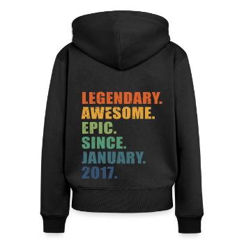 6th Birthday, January 2017, 6 Year Anniversary - Women's Premium Organic Zip Hoodie - black - Back - Julia (174cm)