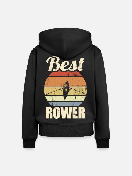 Lustiger Ruderer - Frauen Premium Bio Zip Hoodie - Schwarz