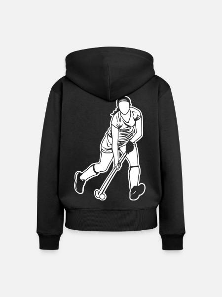 Hockey Mädchen - Frauen Premium Bio Zip Hoodie - Schwarz