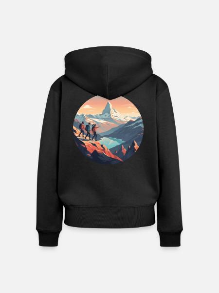 Wandern - Frauen Premium Bio Zip Hoodie - Schwarz