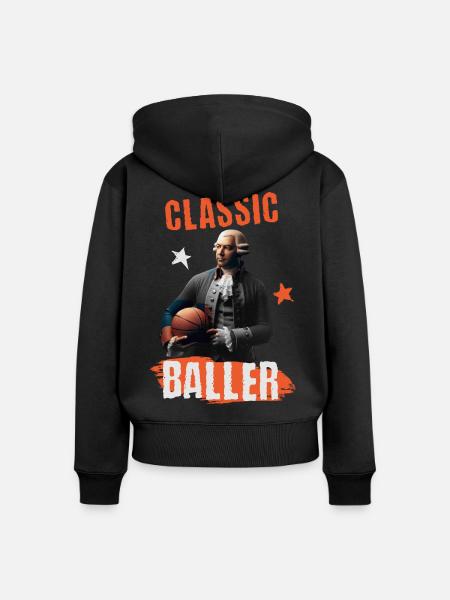 CLASSIC BALLER - Frauen Premium Bio Zip Hoodie - Schwarz