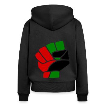Palestina - Frauen Premium Bio Zip Hoodie - Schwarz - Hinten - Julia (174cm)