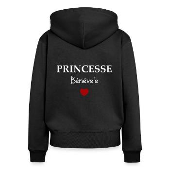 Princesse bénévole - Sweat à capuche zippé Premium bio Femme - noir - Dos - Julia (174cm)