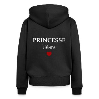 Princesse Tatane - Sweat à capuche zippé Premium bio Femme - noir - Dos - Julia (174cm)