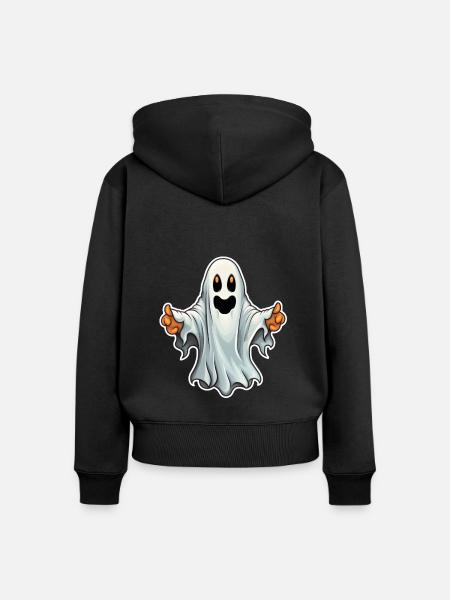 Gespenst Halloween - Frauen Premium Bio Zip Hoodie - Schwarz