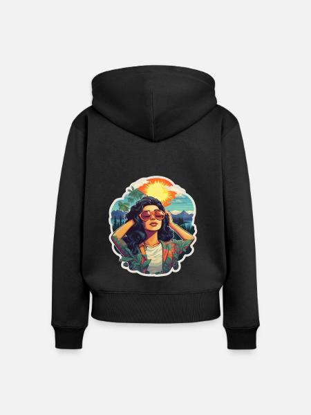 Urlaub & Entspannung - Frauen Premium Bio Zip Hoodie - Schwarz