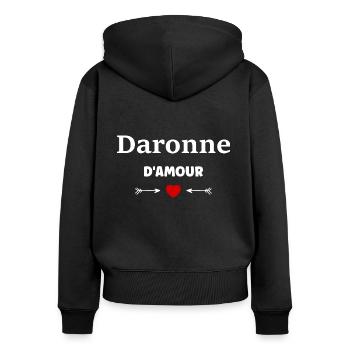 Daronne d'amour - Sweat à capuche zippé Premium bio Femme - noir - Dos - Julia (174cm)