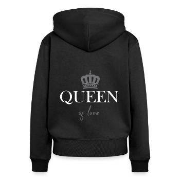 Queen of love - Frauen Premium Bio Zip Hoodie - Schwarz - Hinten - Julia (174cm)