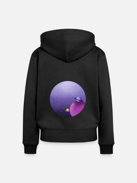 Planeten - Frauen Premium Bio Zip Hoodie - Schwarz