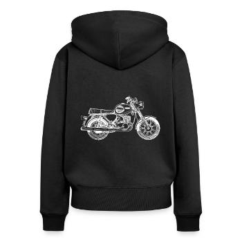 MZ TS 250/1 - Ostalgie - Frauen Premium Bio Zip Hoodie - Schwarz - Hinten - Julia (174cm)