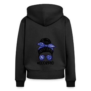 Signe du zodiaque Scorpion Messy Bun Girl - Sweat à capuche zippé Premium bio Femme - noir - Dos - Julia (174cm)