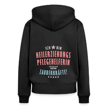 Heilerziehungspflegehelferin Beruf - Geschenk - Frauen Premium Bio Zip Hoodie - Schwarz - Hinten - Julia (174cm)