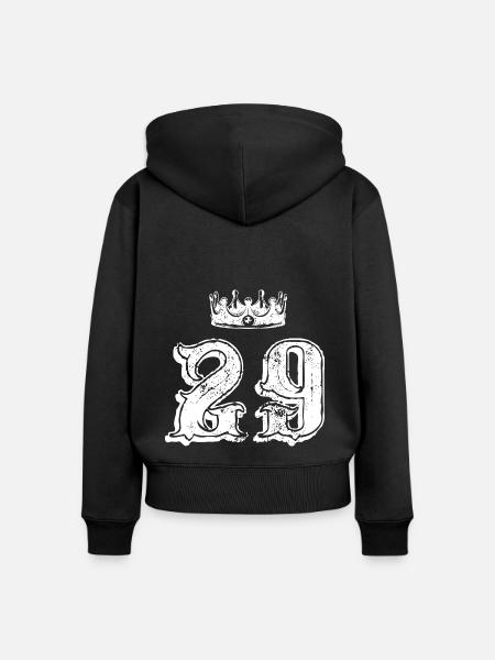 29 Zahl Krone - Frauen Premium Bio Zip Hoodie - Schwarz