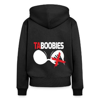 Titten Spruch Busen Tabu Möpse Verbot Taboobies - Frauen Premium Bio Zip Hoodie - Schwarz - Hinten - Julia (174cm)
