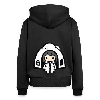 Winter Eskimo Igloo Comic - Women's Premium Organic Zip Hoodie - black - Back - Julia (174cm)