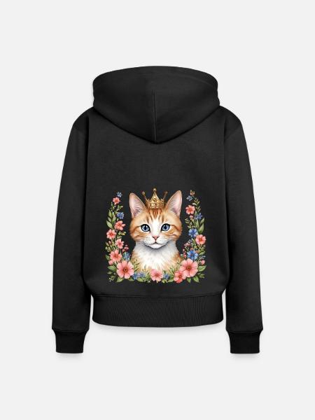 Entzückende Katzenprinzessin - Frauen Premium Bio Zip Hoodie - Schwarz