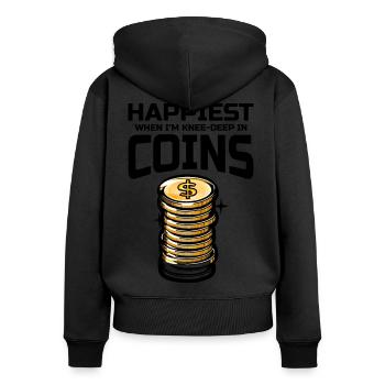 Münzsammler Sammler Numismatischer Numismatiker - Frauen Premium Bio Zip Hoodie - Schwarz - Hinten - Julia (174cm)