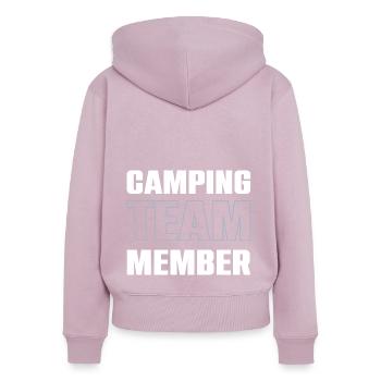 Équipe de camping - Sweat à capuche zippé Premium bio Femme - rose poudré - Dos - Julia (174cm)