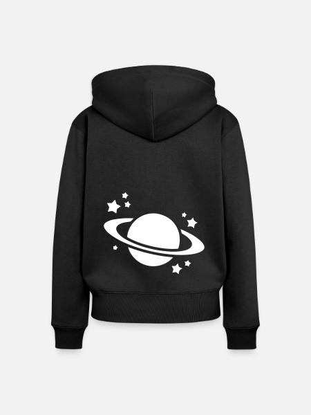 Saturn Icon symbol - Frauen Premium Bio Zip Hoodie - Schwarz